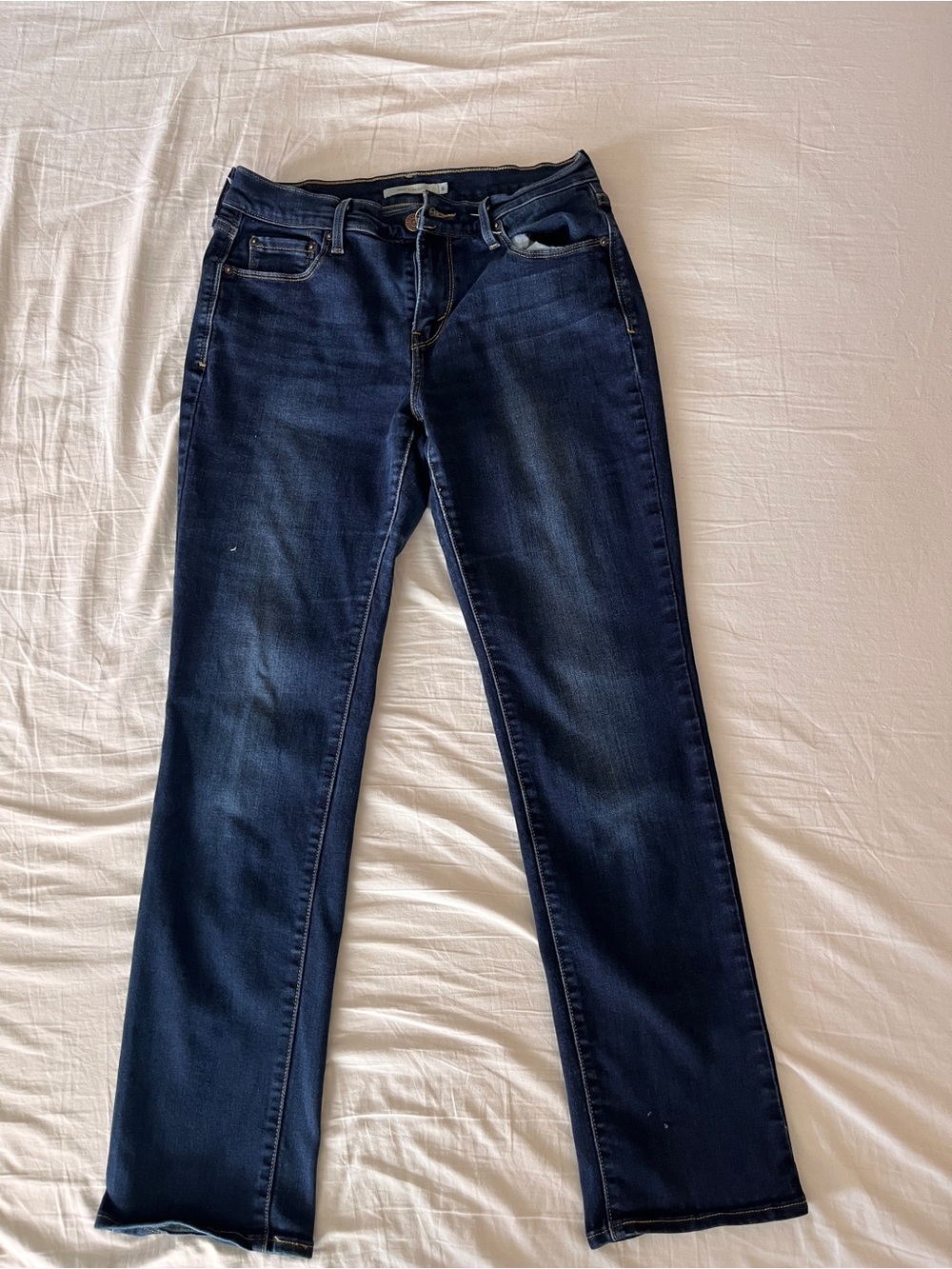Levi’s 505 Straight Jeans Women’s Size 6 W28 Blue Dark Wash Mid Rise Stretch